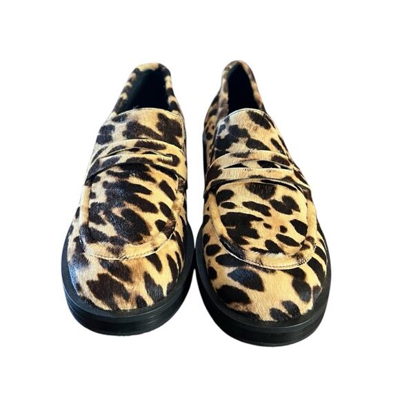 Stuart Weitzman Palmer Bold Penny Loafer Calf Hair Leopard Print NEW Size 7.5 - Picture 2 of 13
